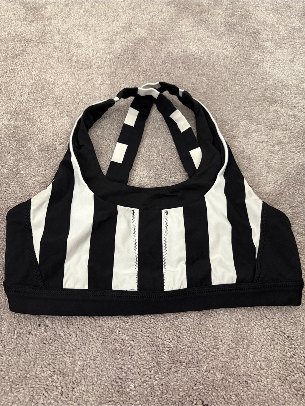 lululemon athletica Black & White Striped Sports Bra